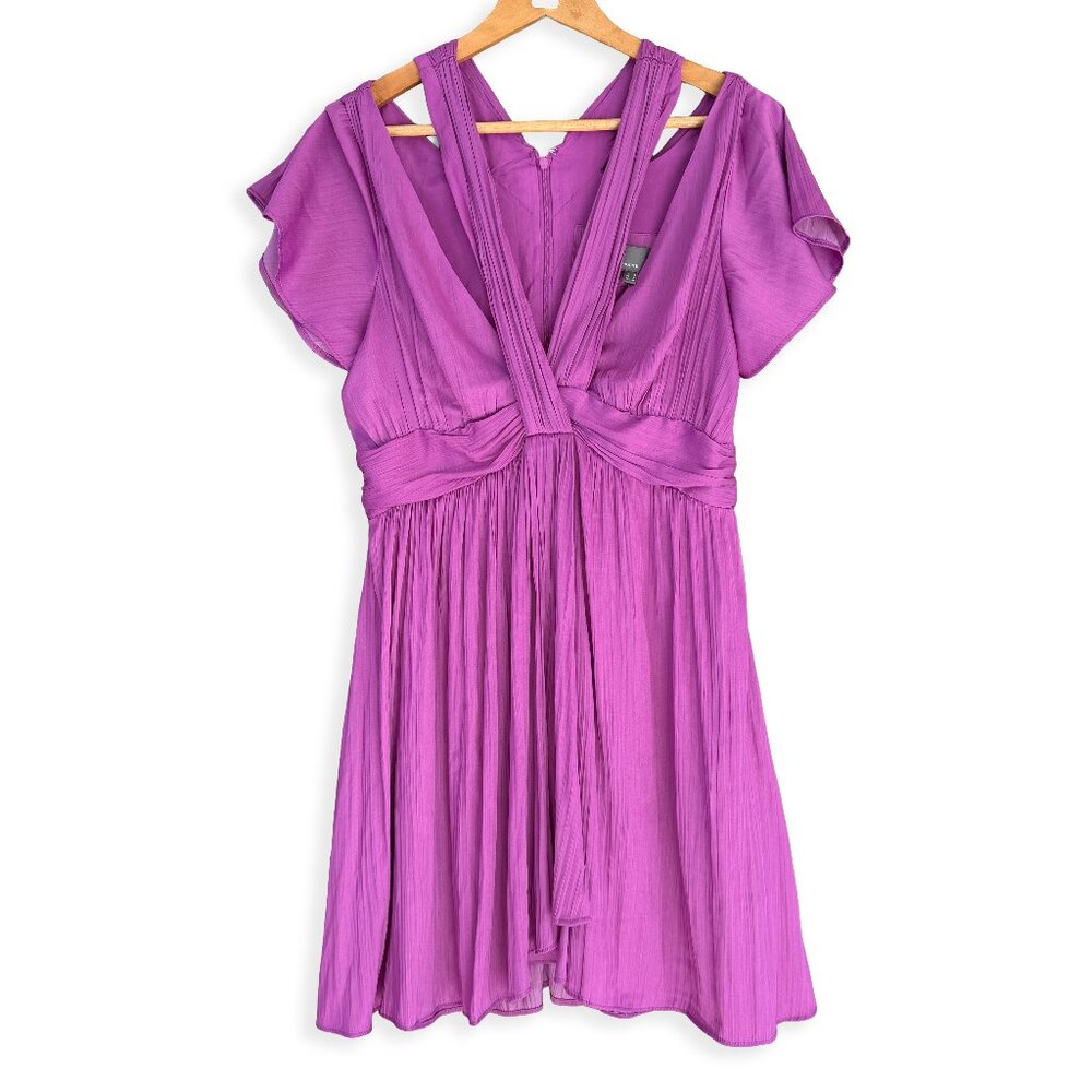 By Anthropologie Amethyst Purple Satin Mini Dress 8 - Picture 2 of 15